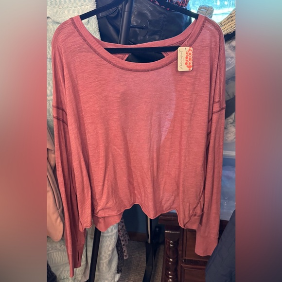 NWT Free People FP Movement My Time Layer - clove dark red mauve pink - large - Picture 6 of 8
